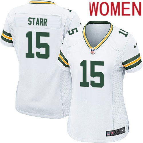 Women Green Bay Packers 15 Bart Starr White Nike Game NFL Jersey
